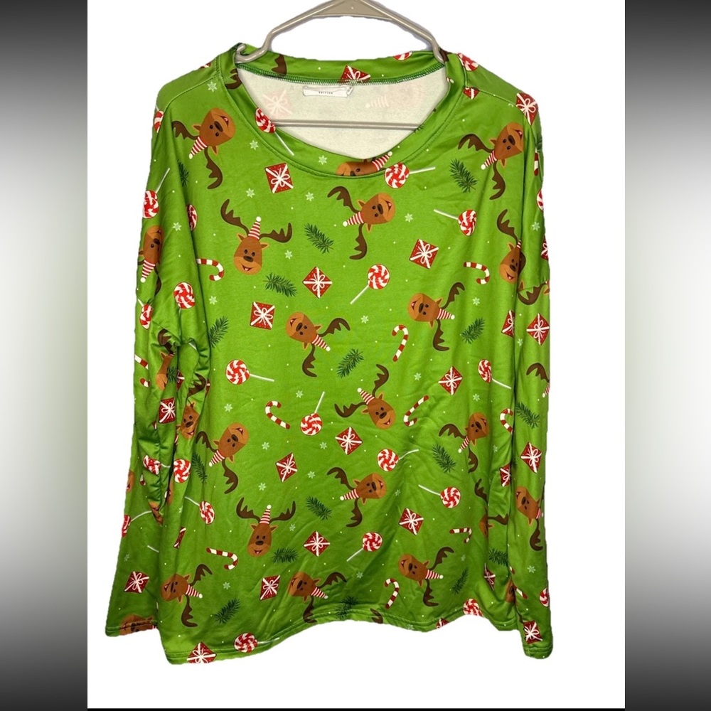 Haute Edition Woman’s Christmas Long Sleeve Pullover Shirt Top Plus Size 2x